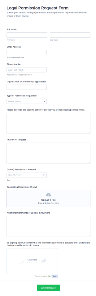Legal Permission Request Form Template