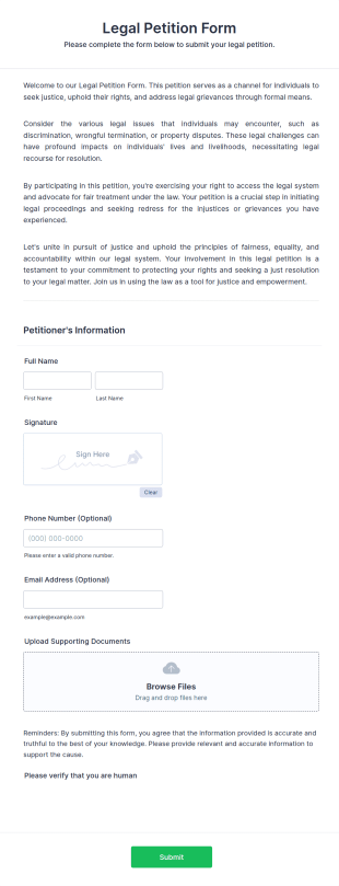 Legal Petition Form Template