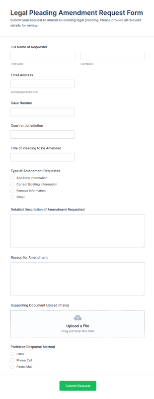 Legal Pleading Amendment Request Form Template