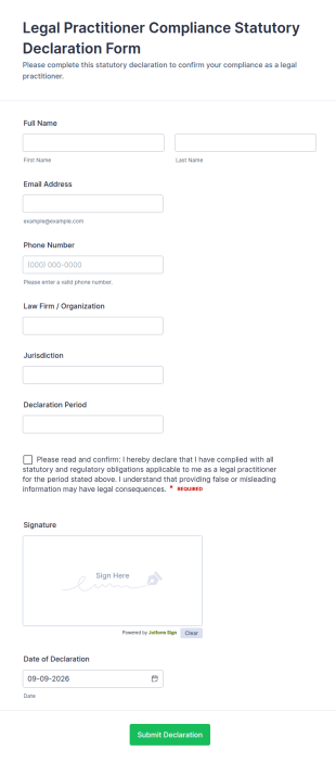 Legal Practitioner Compliance Statutory Declaration Form Template
