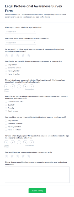 Legal Professional Awareness Survey Form Template