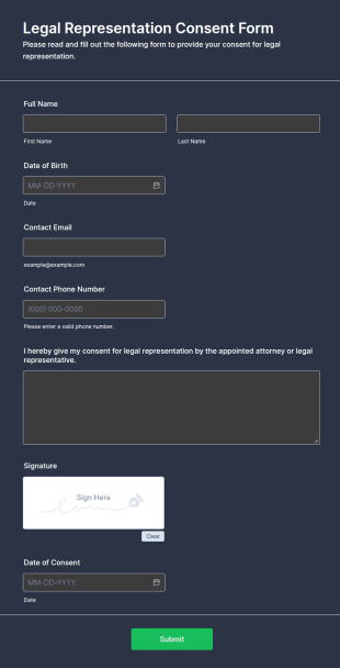 Legal Representation Consent Form Template