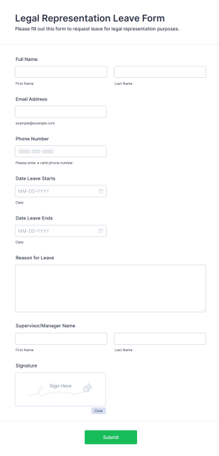 Legal Representation Leave Form Form Template