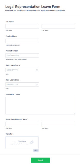 Legal Representation Leave Form Template
