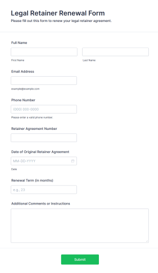 Legal Retainer Renewal Form Template