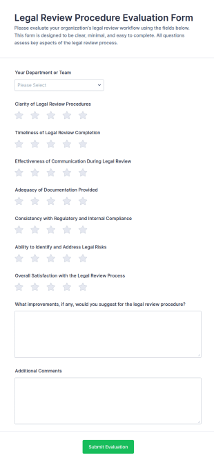 Legal Review Procedure Evaluation Form Template