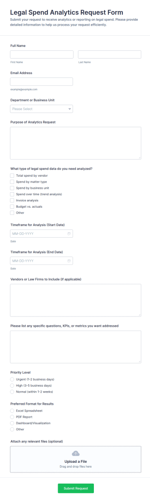Legal Spend Analytics Request Form Template