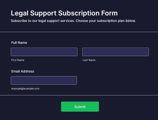 Legal Support Subscription Form Form Template