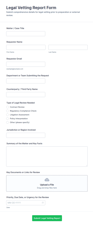 Legal Vetting Report Form Template