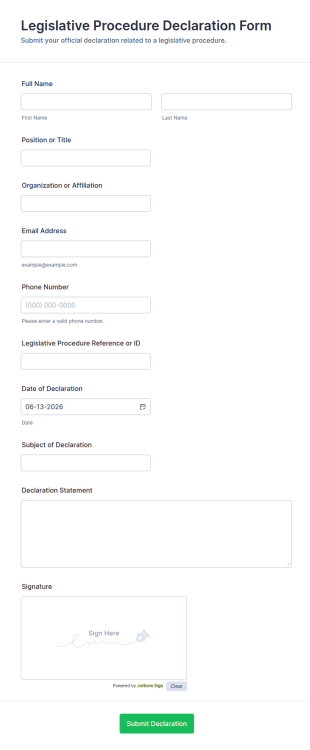 Legislative Procedure Declaration Form Template