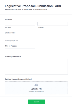 Legislative Proposal Submission Form Template