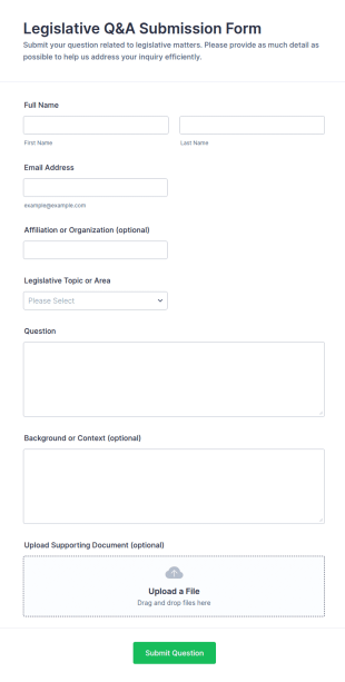 Legislative Q&A Submission Form Template