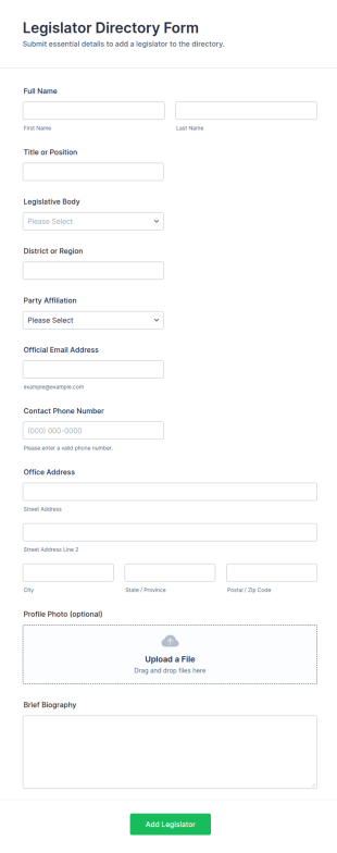 Legislator Directory Form Template
