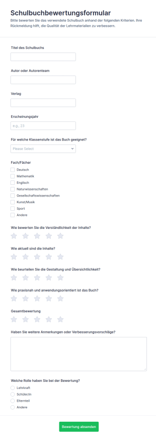 Lehrbuchbewertungsformular