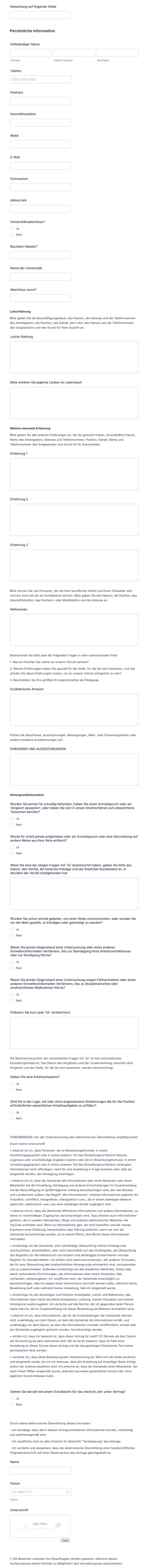 Lehrerbewerbung