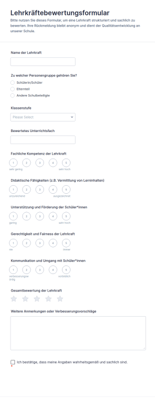 Lehrerbewertungsbogen