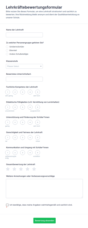 Lehrerbewertungsbogen
