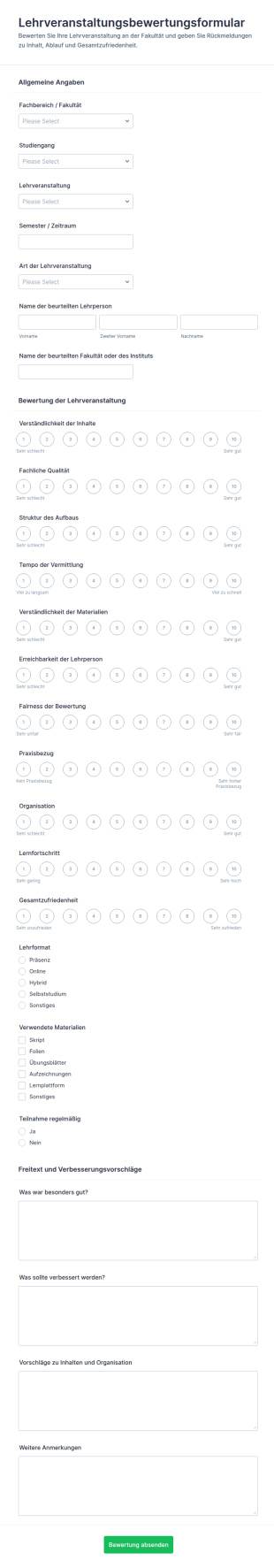 Lehrveranstaltungsbewertung Umfrage