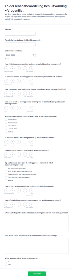 Leiderschapsbesluitvormingstest Form