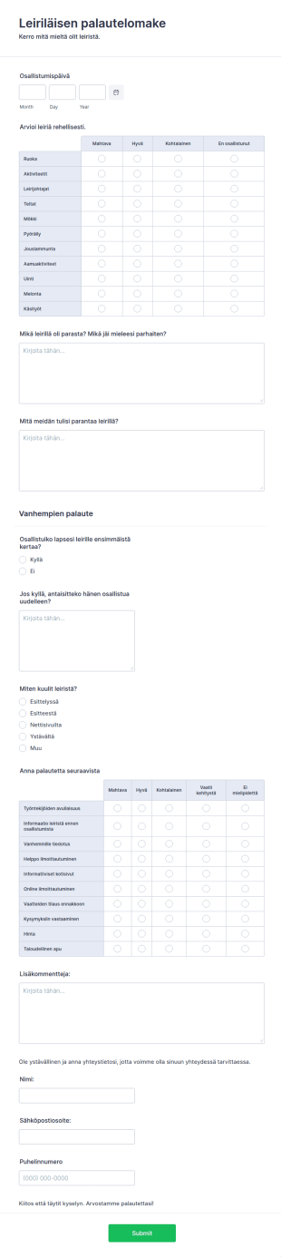 Leiriläisen Palautelomake