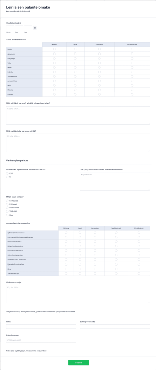 Leiriläisen Palautelomake Form Template