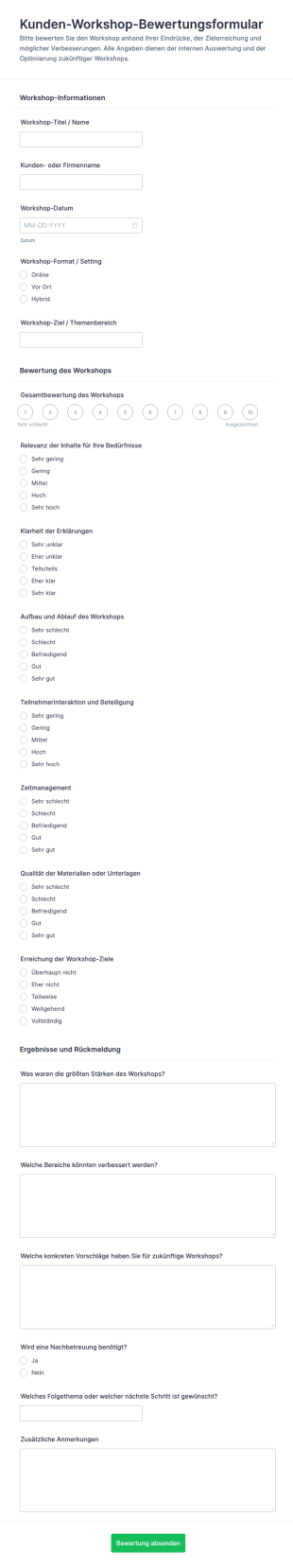 Leistungsbeurteilung Zum Kundenseminar Survey