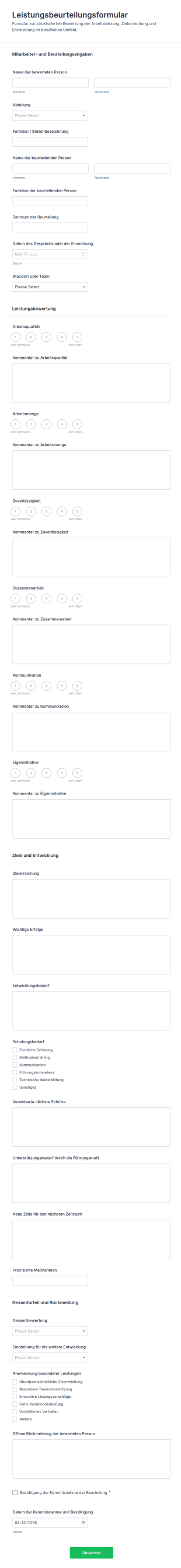 Leistungsbeurteilungsformular
