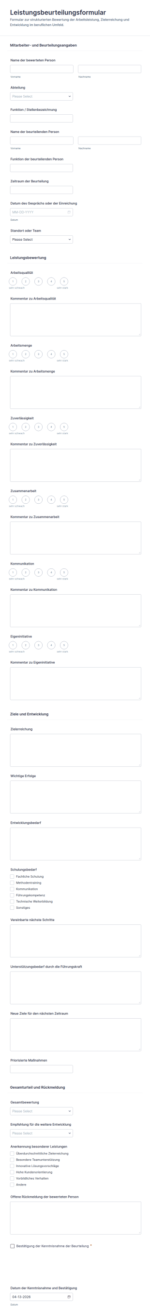 Leistungsbeurteilungsformular