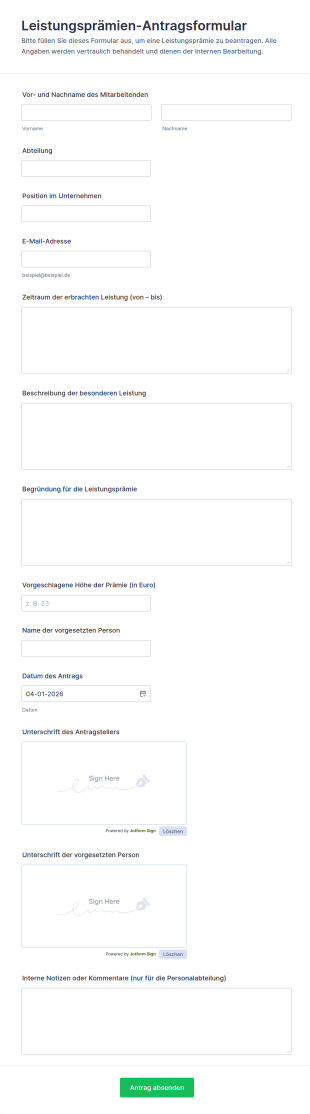 Leistungsprämienantrag Formular 🎁✨