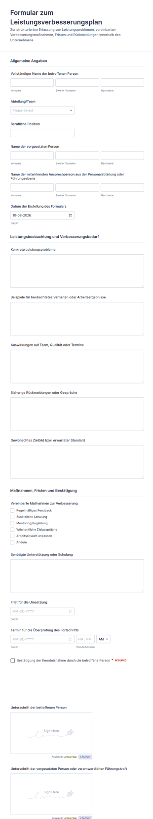 Leistungsverbesserungsplan