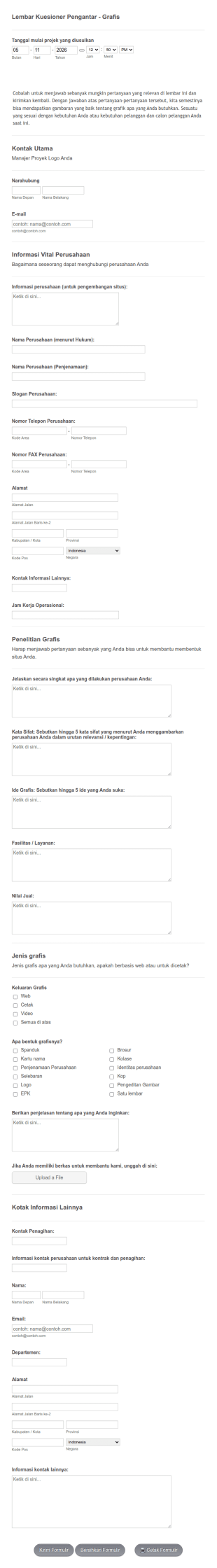 Lembar Kuesioner Pengantar Grafis