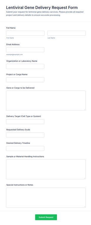 Lentiviral Gene Delivery Request Form Template