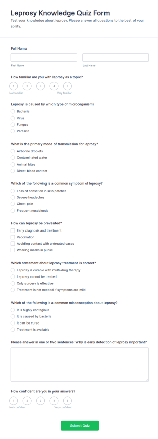 Leprosy Knowledge Quiz Form Template