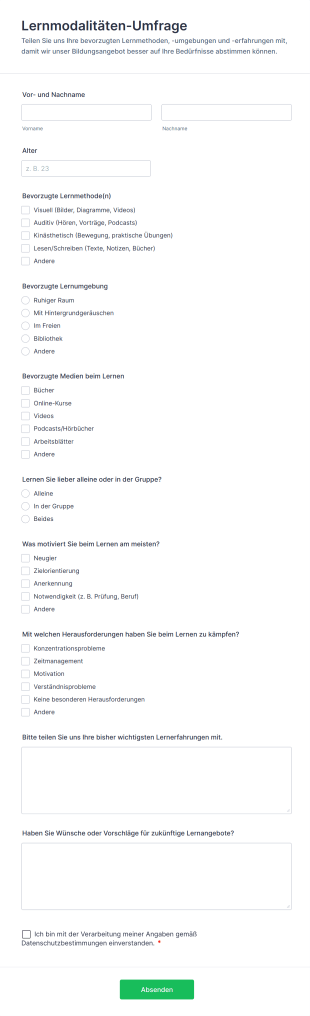 Lernmodalitäten Umfrage