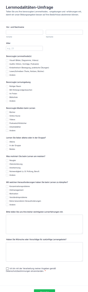 Lernmodalitäten Umfrage