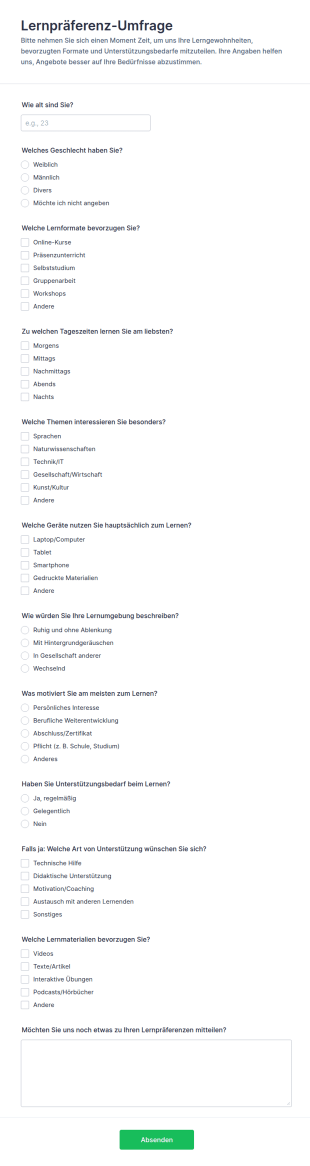Lernpräferenz Umfrage