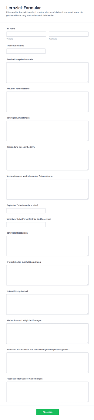 Lernziele Planungsbogen