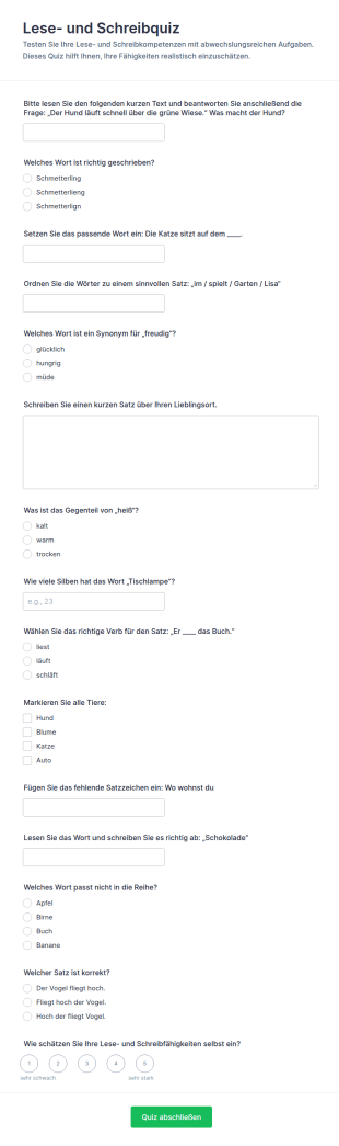 Lese Und Schreibquiz