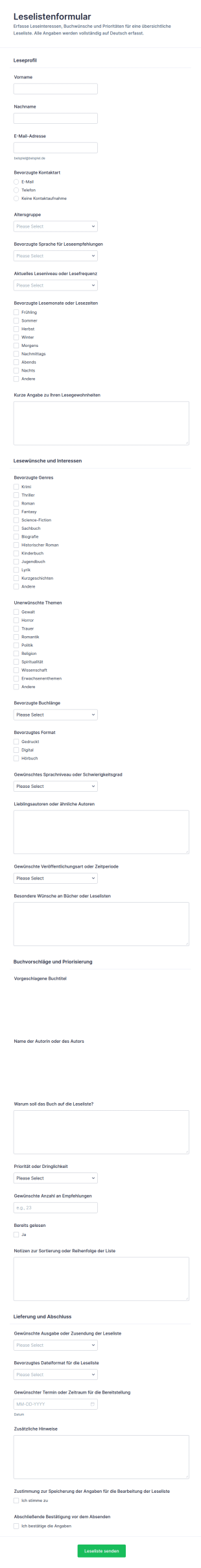 Leseliste Umfrage