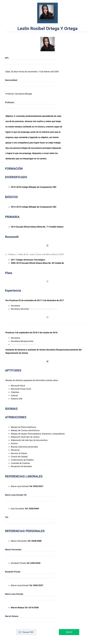 Leslin Rosibel Ortega Y Ortega Form Template