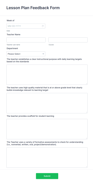Lesson Plan Feedback Form Template