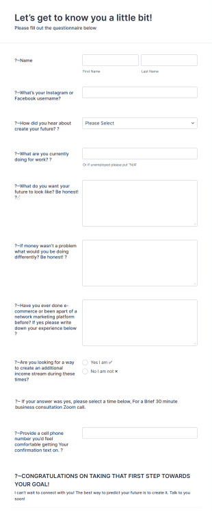 Let’s Get To Know You A Little Bit! Form Template