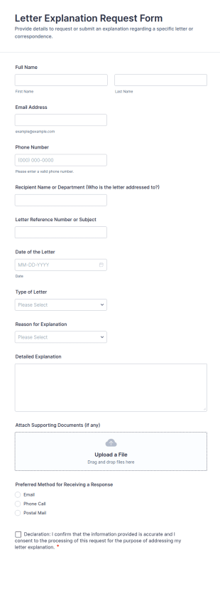 Letter Explanation Request Form Template
