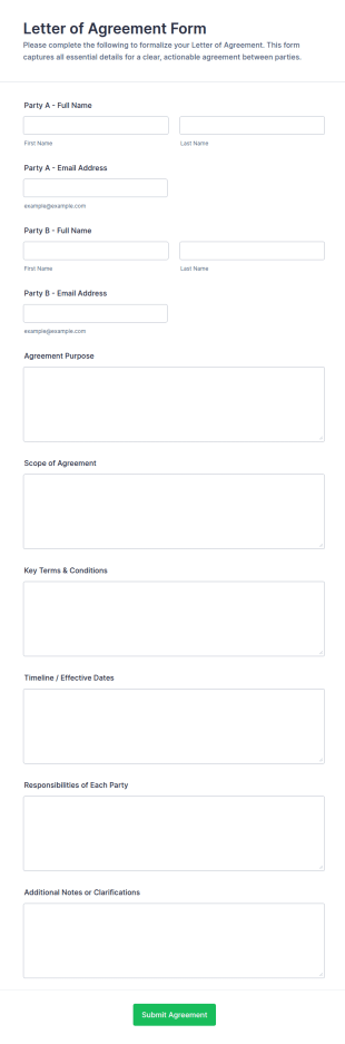 Letter Of Agreement Form Template