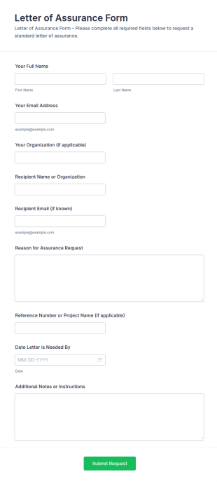 Letter Of Assurance Form Template