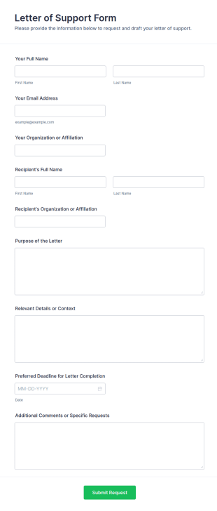 Letter Of Support Form Template