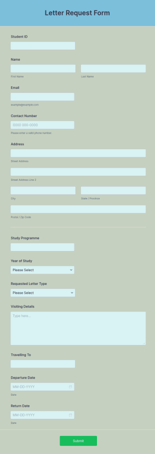 Letter Request Form Template