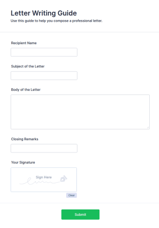 Letter Writing Guide Form Template