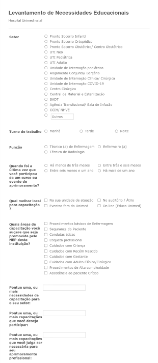 Levantamento De Necessidades Educacionais