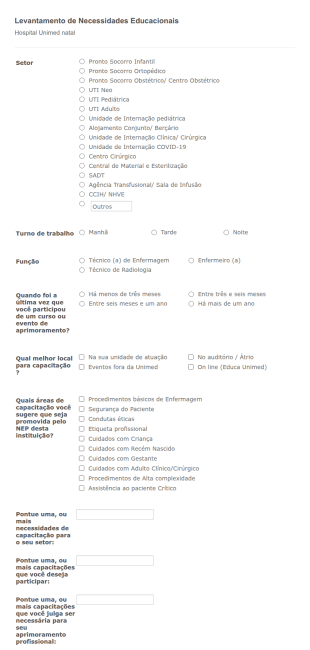 Levantamento De Necessidades Educacionais